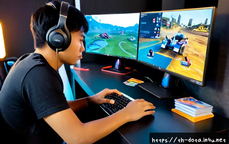 Home 17 도타2 고급 용어 사전 - Photorealistic Thai esports player studying advanced multiplayer battle arena strategy at a clean Ba...